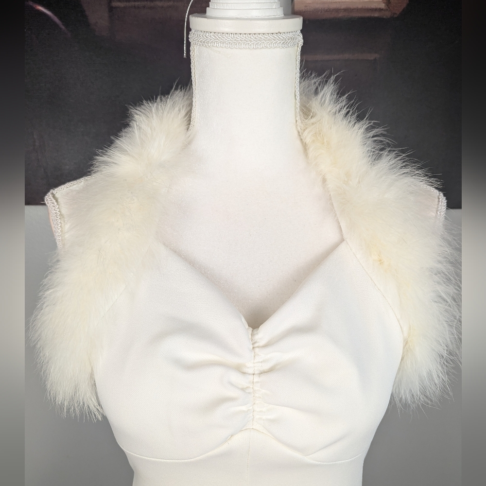 White feather lingerie maxi dress